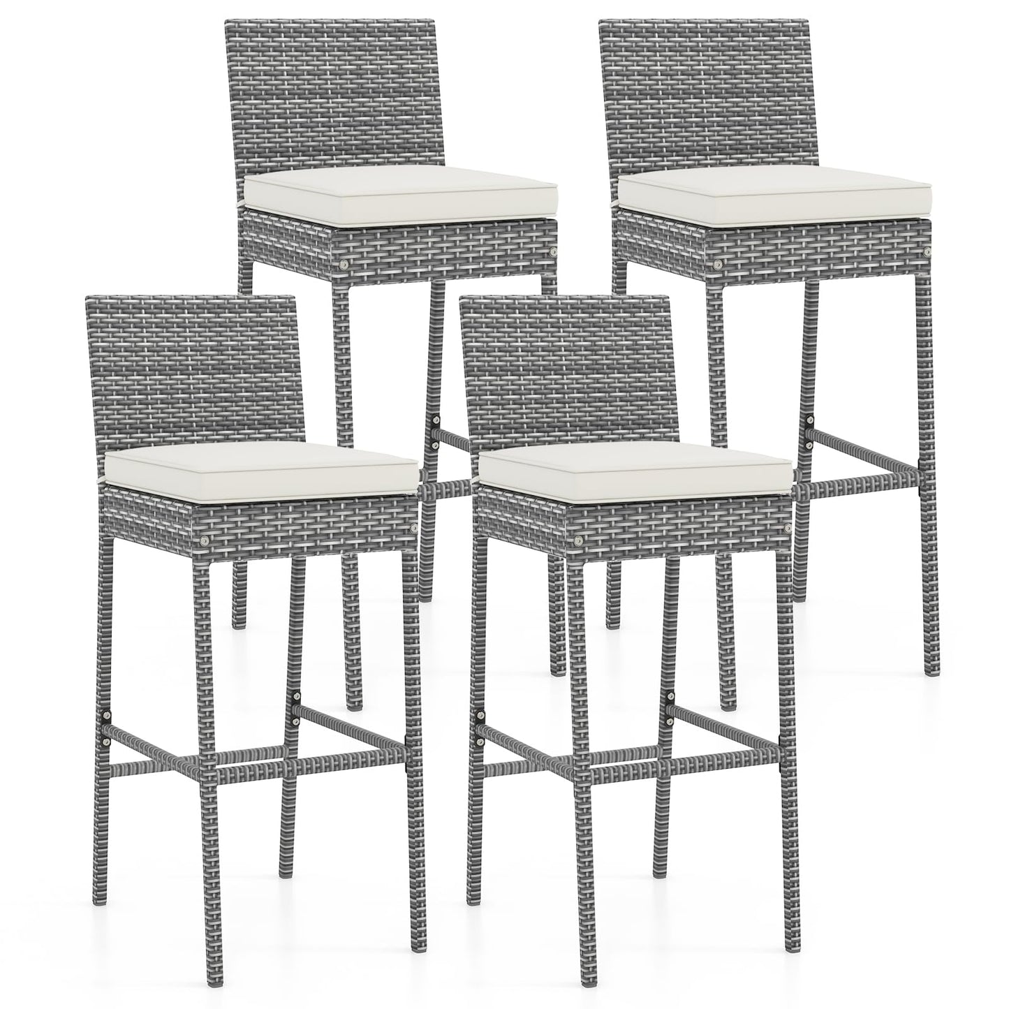 Tangkula Outdoor Bar Height Chair w/Soft Seat Cushion & Cozy Footrest