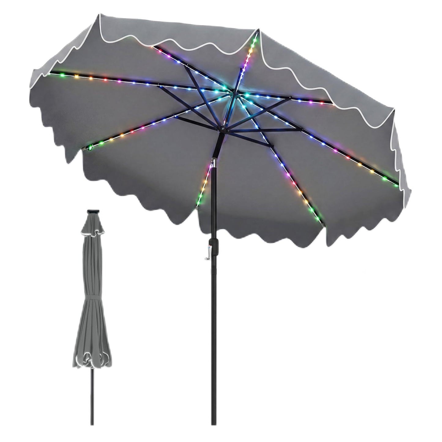 Tangkula 9 FT Solar Patio Umbrella with 104 Color-Changing Flowing LED Lights