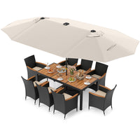 Tangkula 11 Pieces Patio Dining Set with Double-Sided Led Patio Umbrella