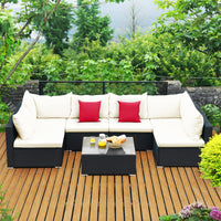 Tangkula 7 Piece Patio Furniture Set with Pillows and Cushions