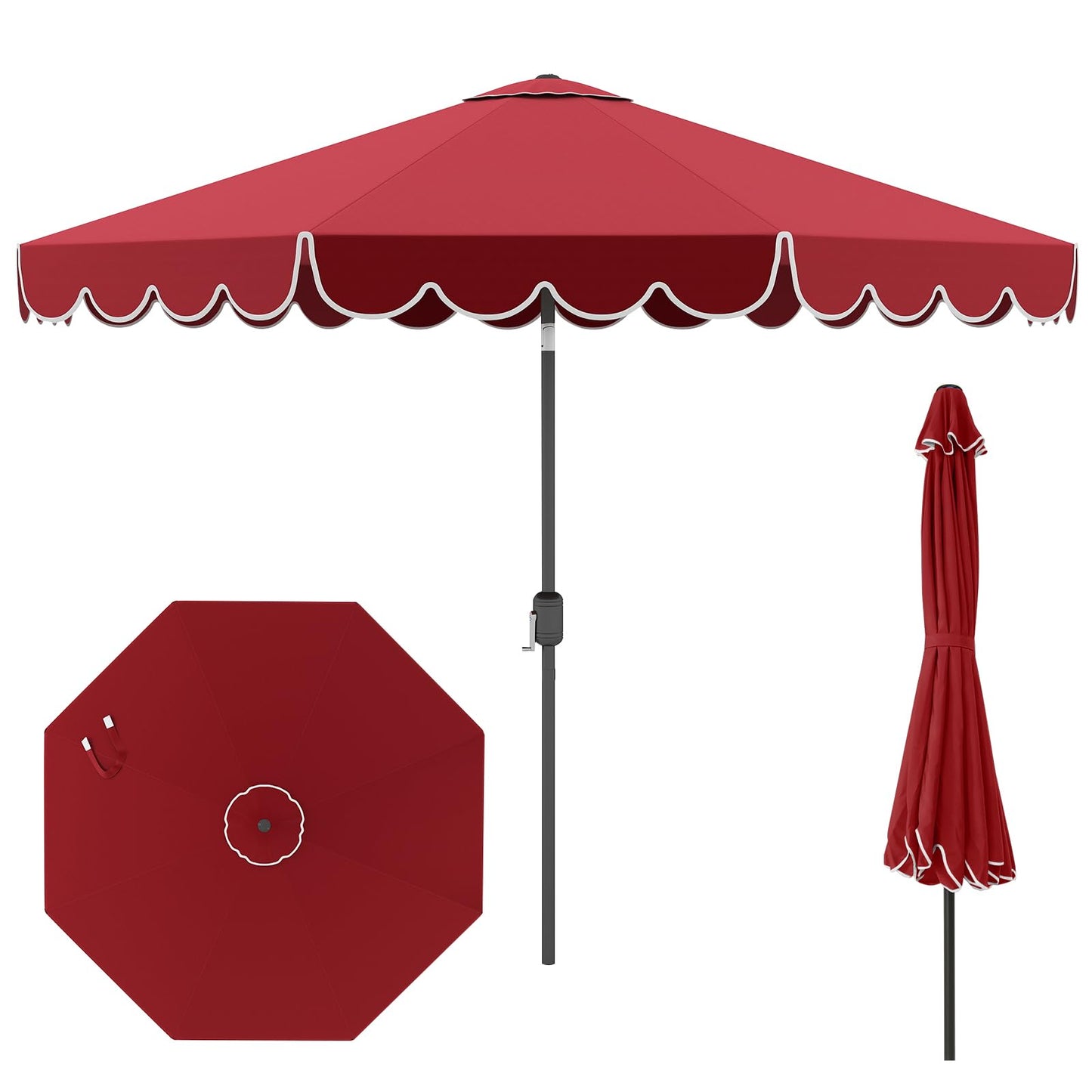 Tangkula  2 Tiers Scalloped Outdoor Table Market Umbrella with Tilt Adjustment