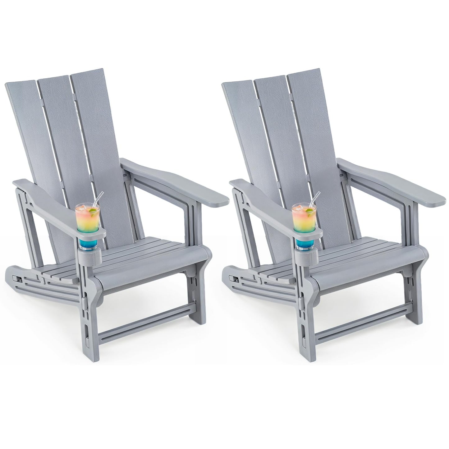 Tangkula Adirondack Chairs with Cup Holder for Garden