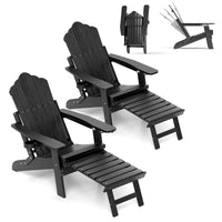 Tangkula Folding Adirondack Chair, All-Weather HIPS Lounge Chair w/Retractable Footrest & Adjustable Backrest