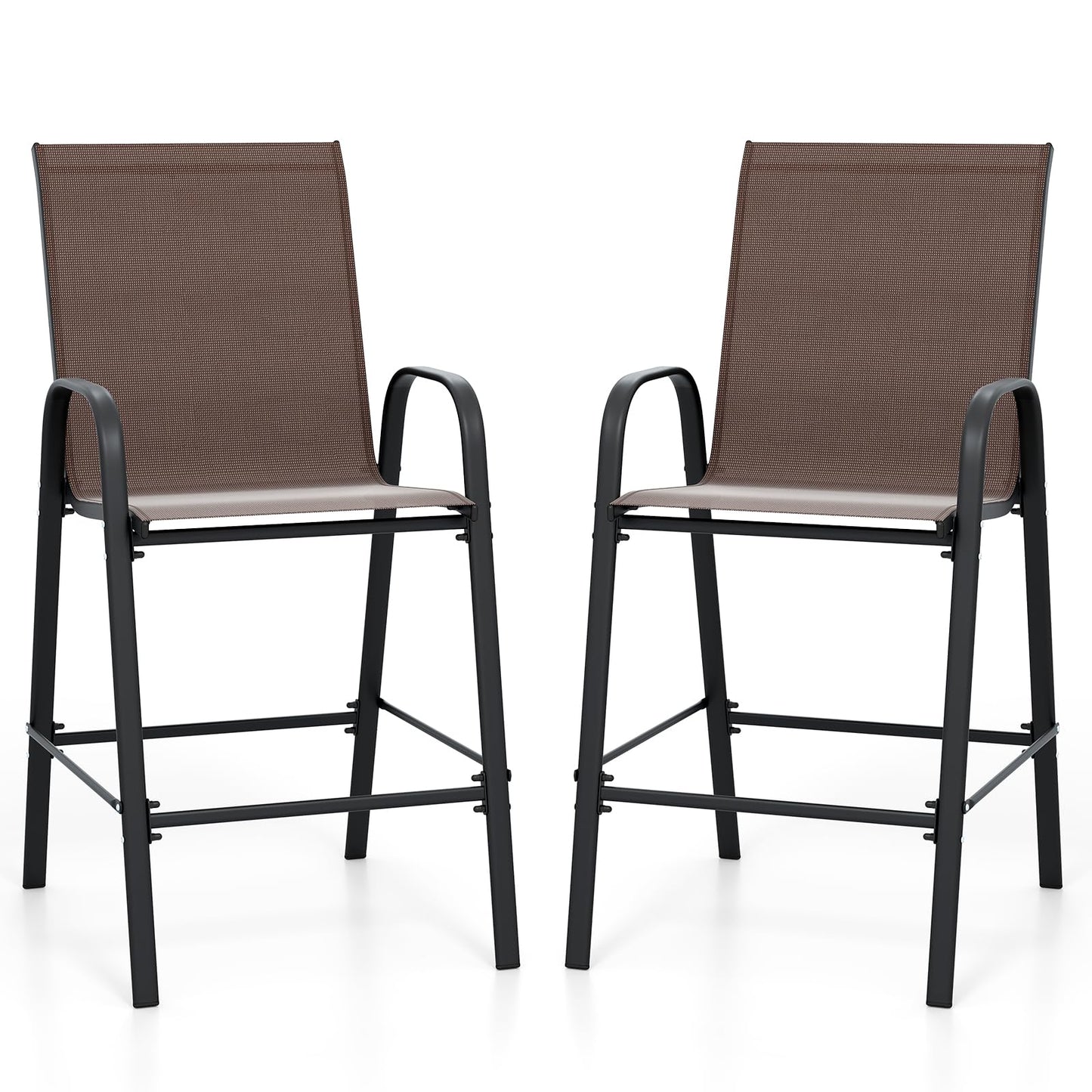 Tangkula Outdoor Bar Stools Set of 2/4 with High Back for Backyard Deck Pool