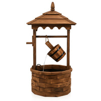 Fontaine en cascade en bois de style ancien Tangkula pour l'extérieur avec pompe à seau (22,5" x 22,5" x 48,5")