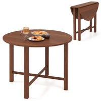 Tangkula 36" Foldable Round Dining Table w/Solid Rubber Wood Legs