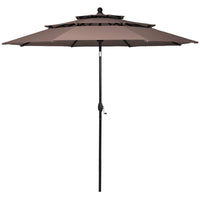 10 Ft 3 Tier Patio Umbrella, Outdoor Umbrella W/Double Vented