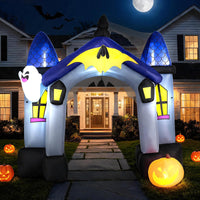 Tangkula 10 FT Halloween Lighted Inflatable Haunted House Castle Archway