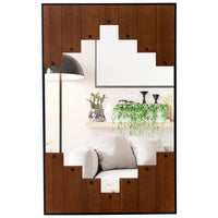 Miroir mural rectangulaire décoratif Tangkula, grand miroir mural de 37,5" x 26,5" avec cadre en forme de touches de piano, crochet bidirectionnel