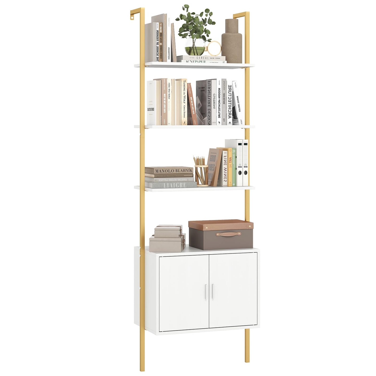 Tangkula 72.5” Tall Bookshelf 5 Tier Wall Mount Ladder Bookcase(1/2)