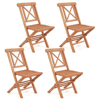 Tangkula Teak Wood Folding Patio Chairs Set of 2/4 (X-Shaped Back）