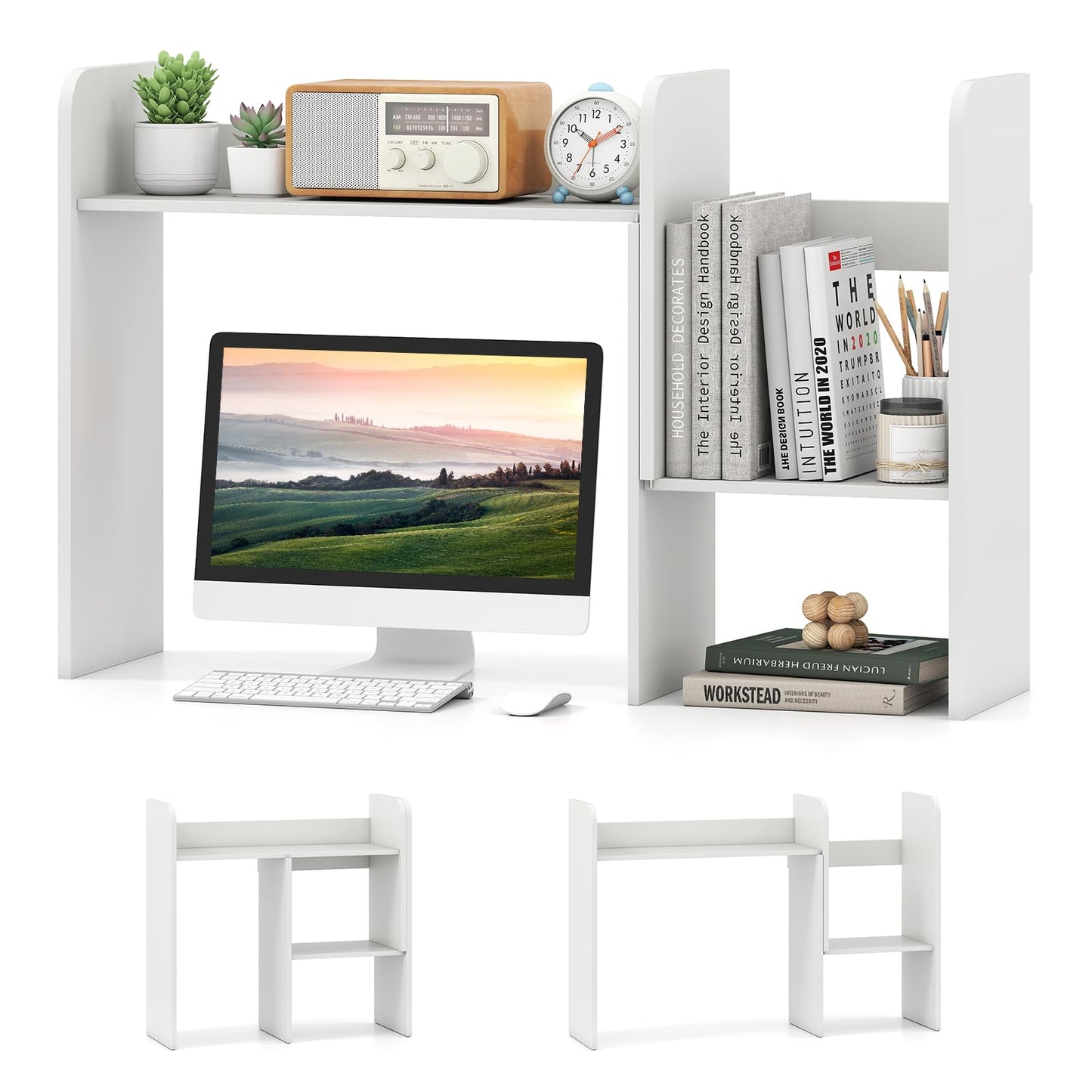 Tangkula Extendable Desktop Bookshelf for Home Office
