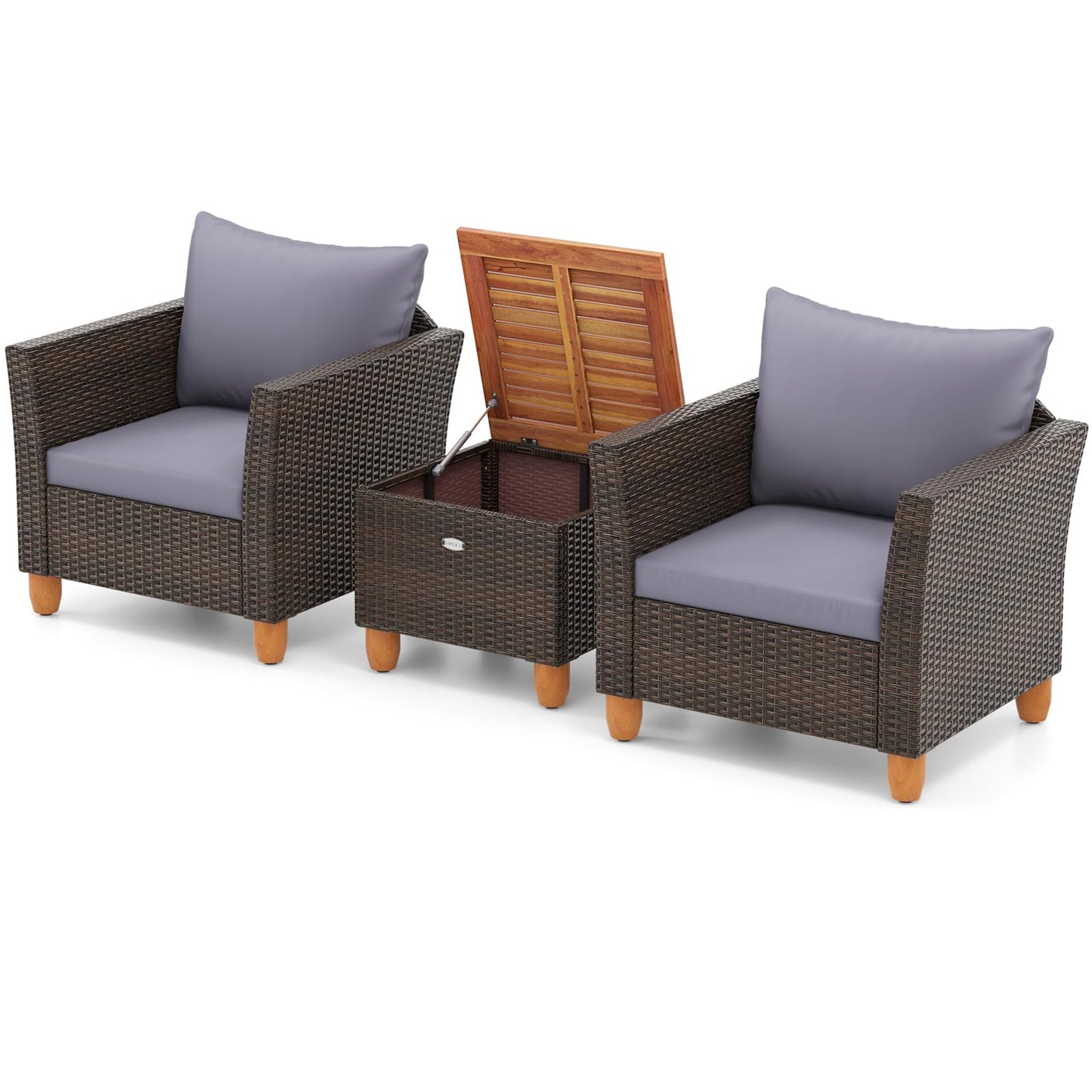 Tangkula  Patiojoy Outdoor PE Wicker Bistro Set