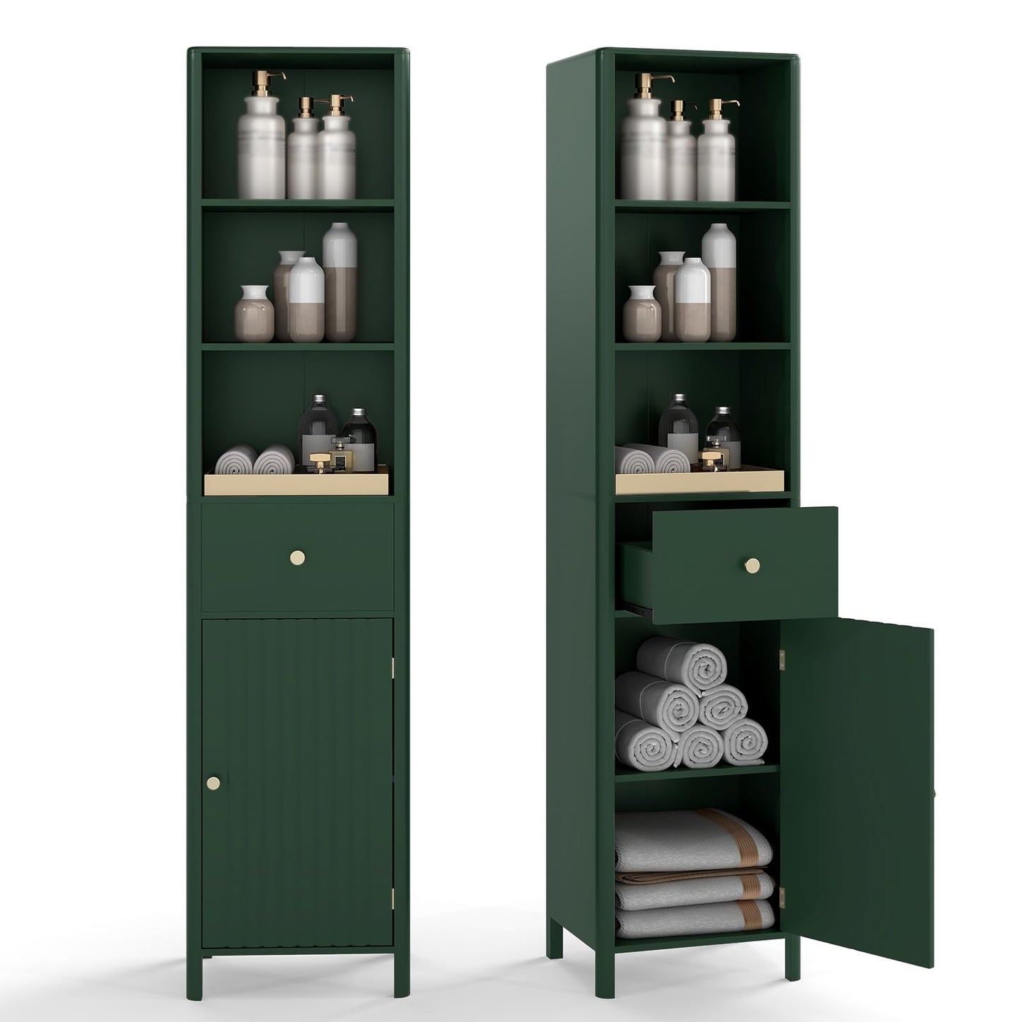 Tangkula 67" Tall Bathroom Cabinet Narrow Floor Cabinet