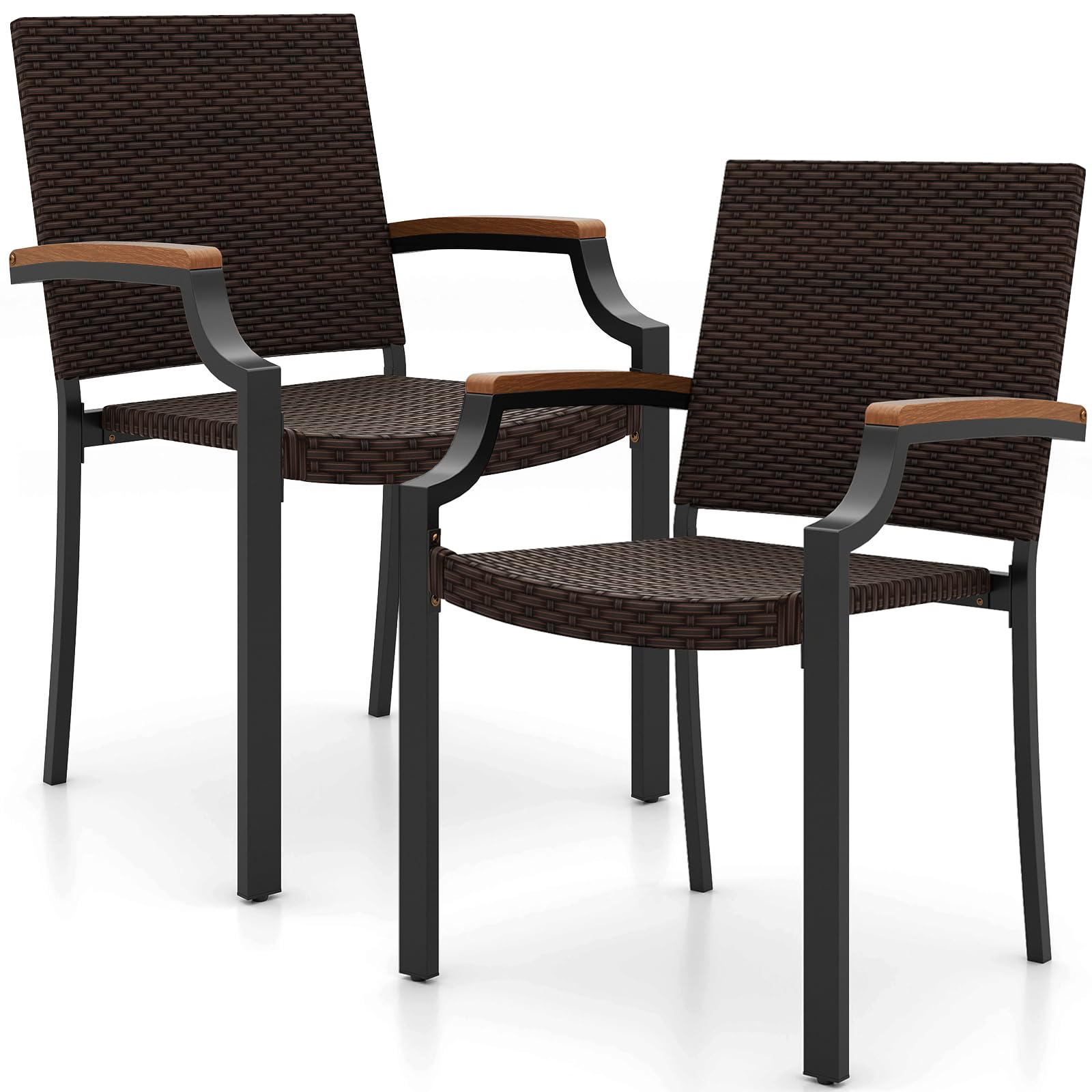 Tangkula Stackable Patio Wicker Dining Chairs Set of 2/4