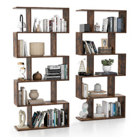 Tangkula 5-Tier Geometric Bookshelf