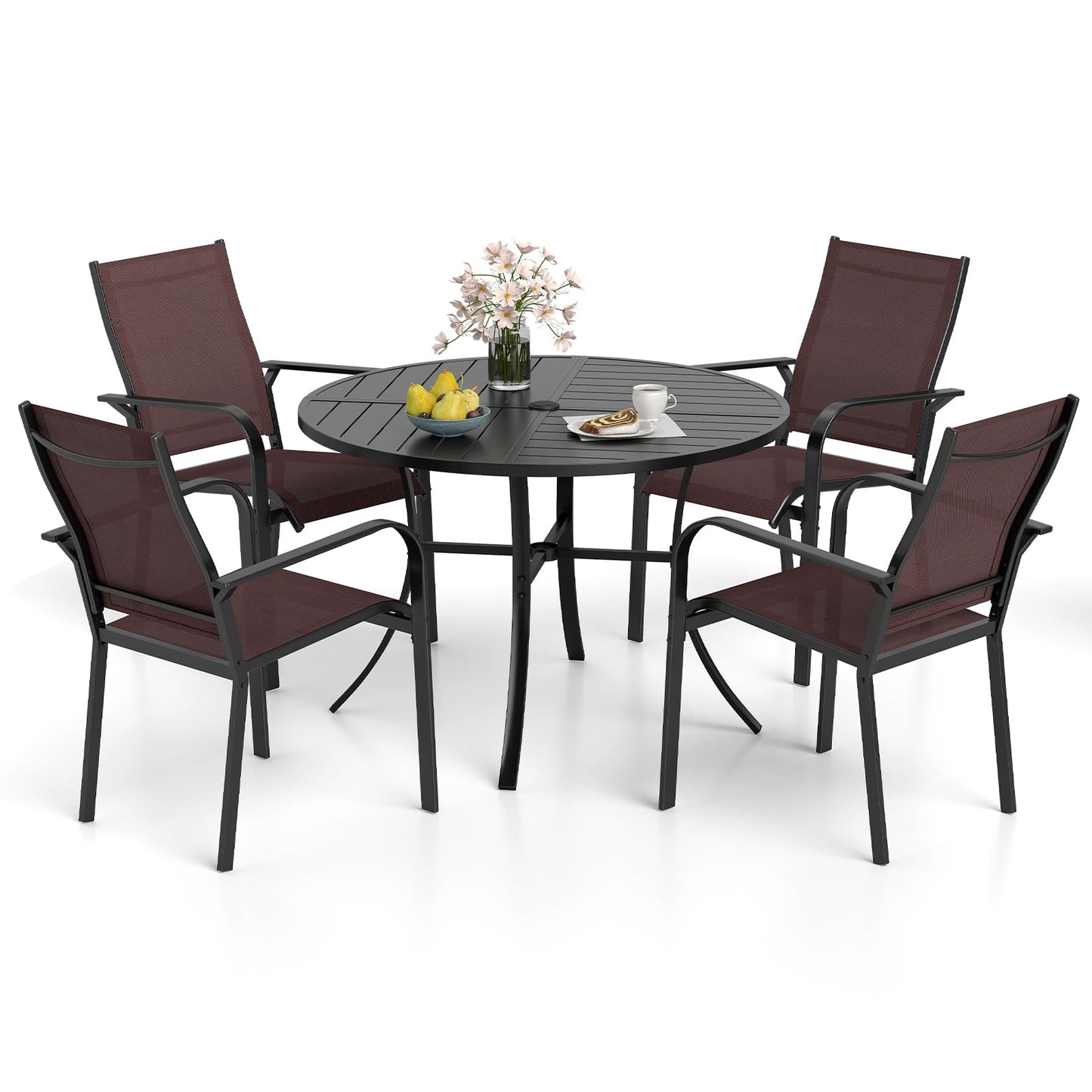 Tangkula 5 Pieces Patio Dining Set for 4 for Garden and Deck