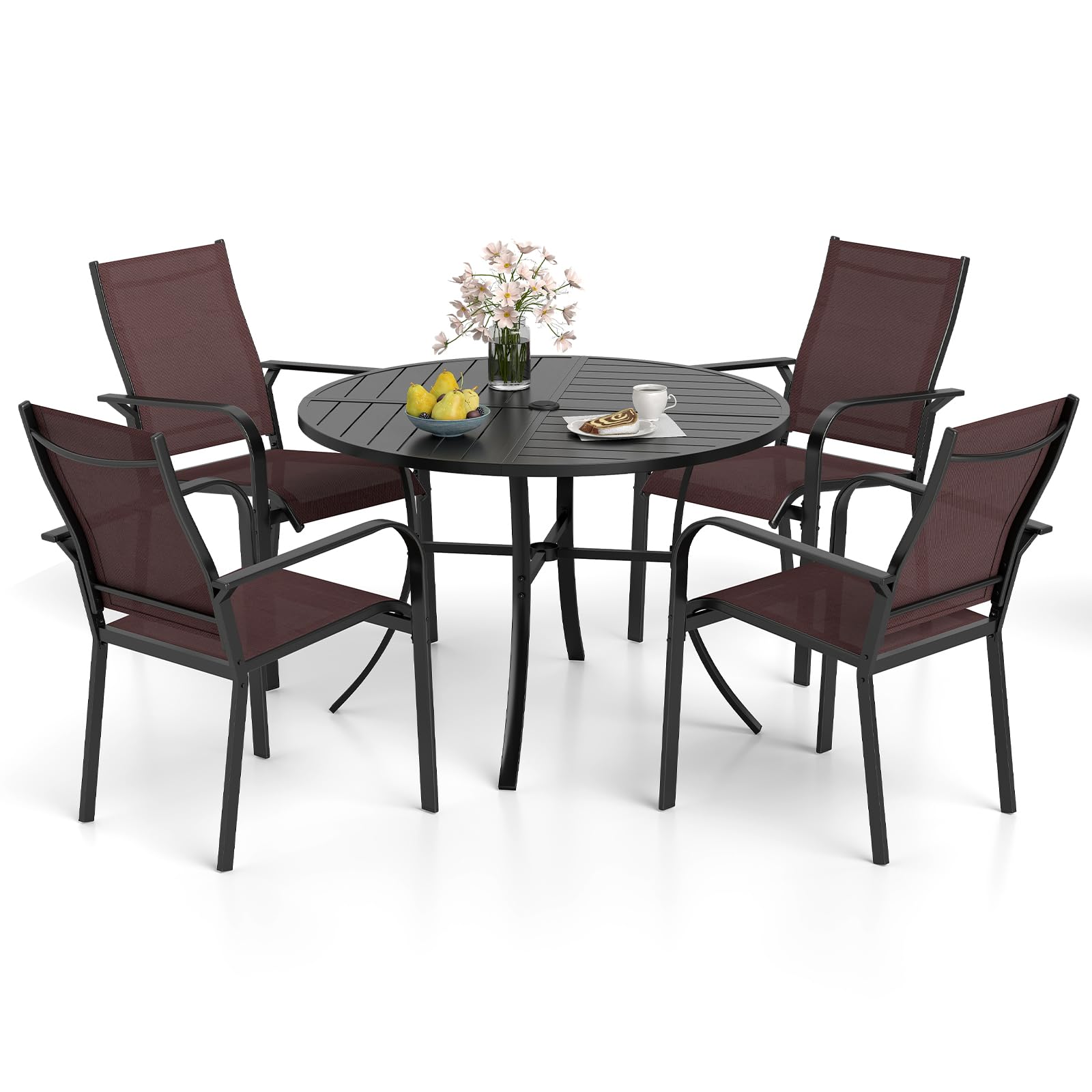 Tangkula 5 Pieces Patio Dining Set for 4 for Garden and Deck