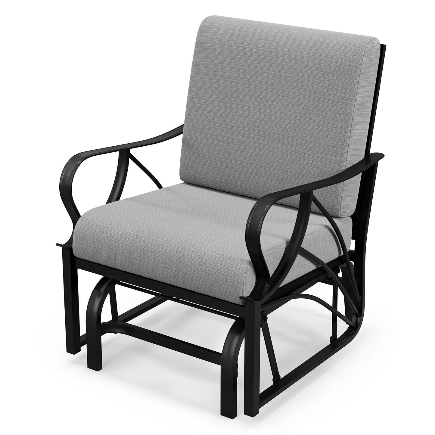 Tangkula Outdoor Patio Glider, Metal Framed Gliding Chair with Cushion