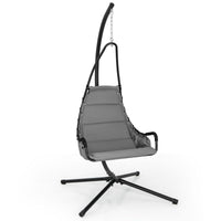 Tangkula Swing Chair with Stand, Hanging Egg Chair with Cushion, Indoor Outdoor Hammock Chair