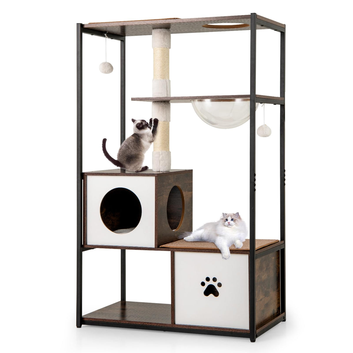 Tangkula Modern Cat Tree 52 Inch Multi-Level Cat Tower for Indoor Cats