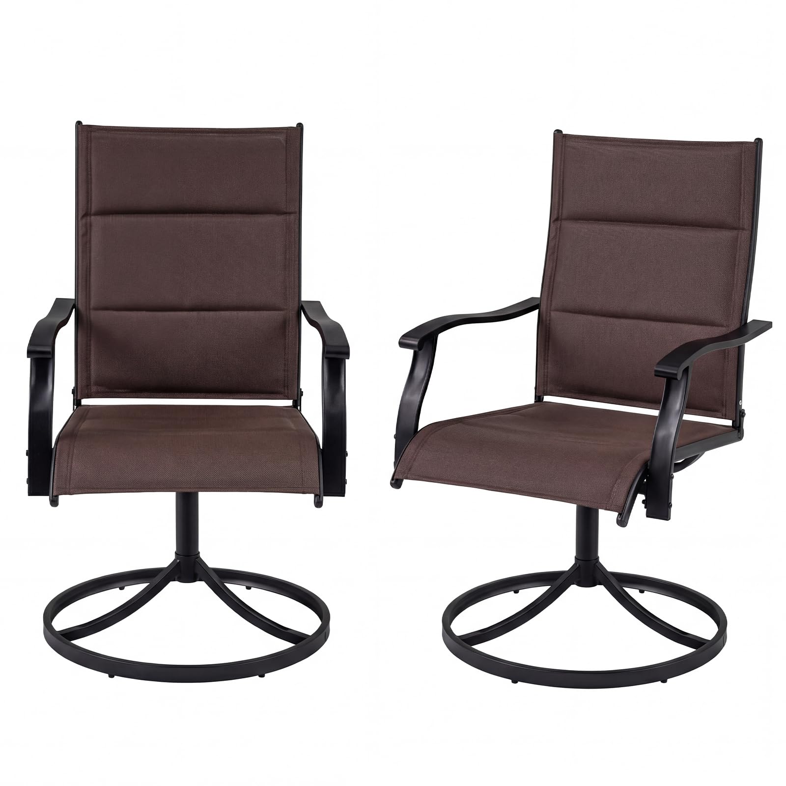 Tangkula Padded Patio Swivel Chairs Set of 2/4 Heavy Duty Metal Frame Rocker Chair