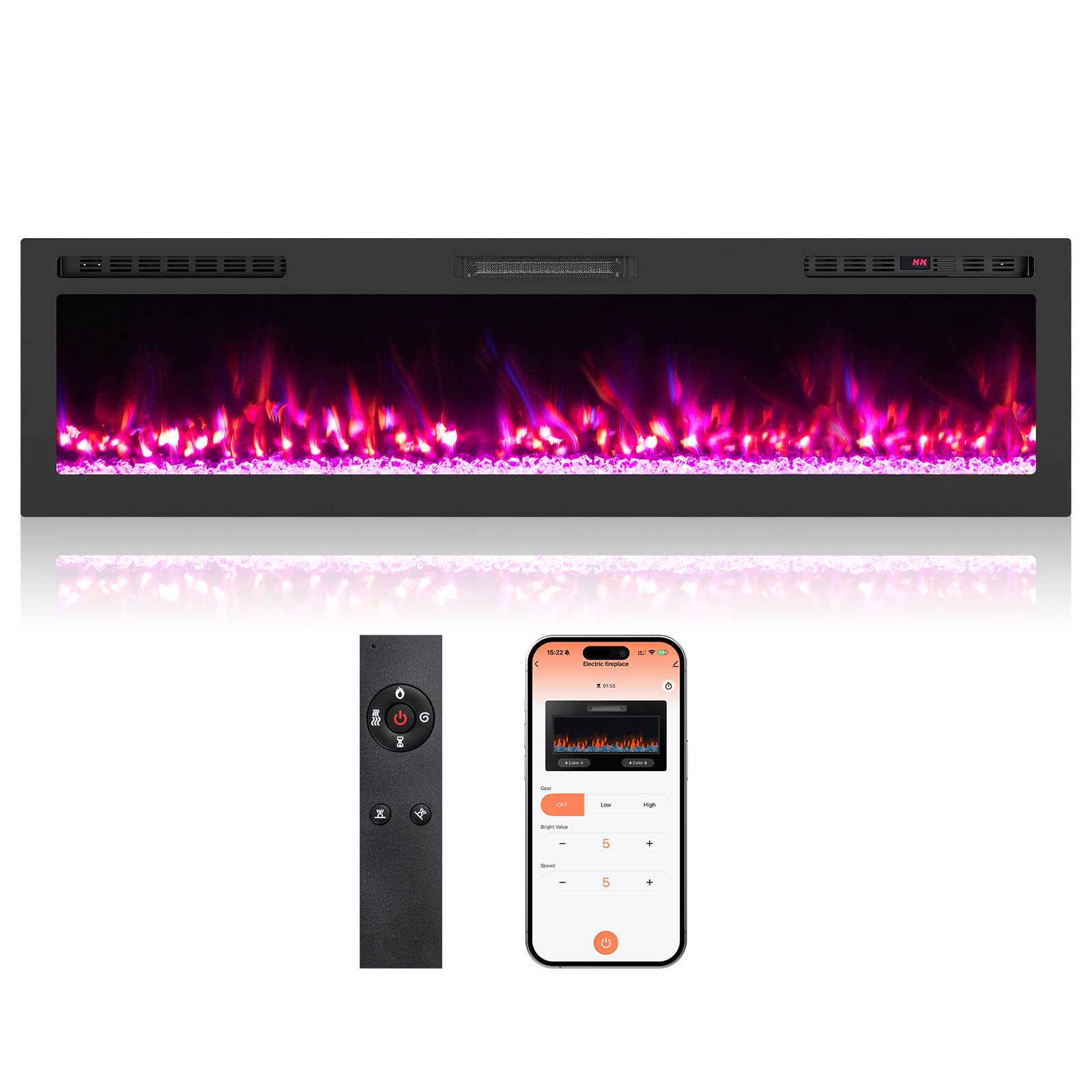 Tangkula 68” Wi-Fi Enabled Electric Fireplace