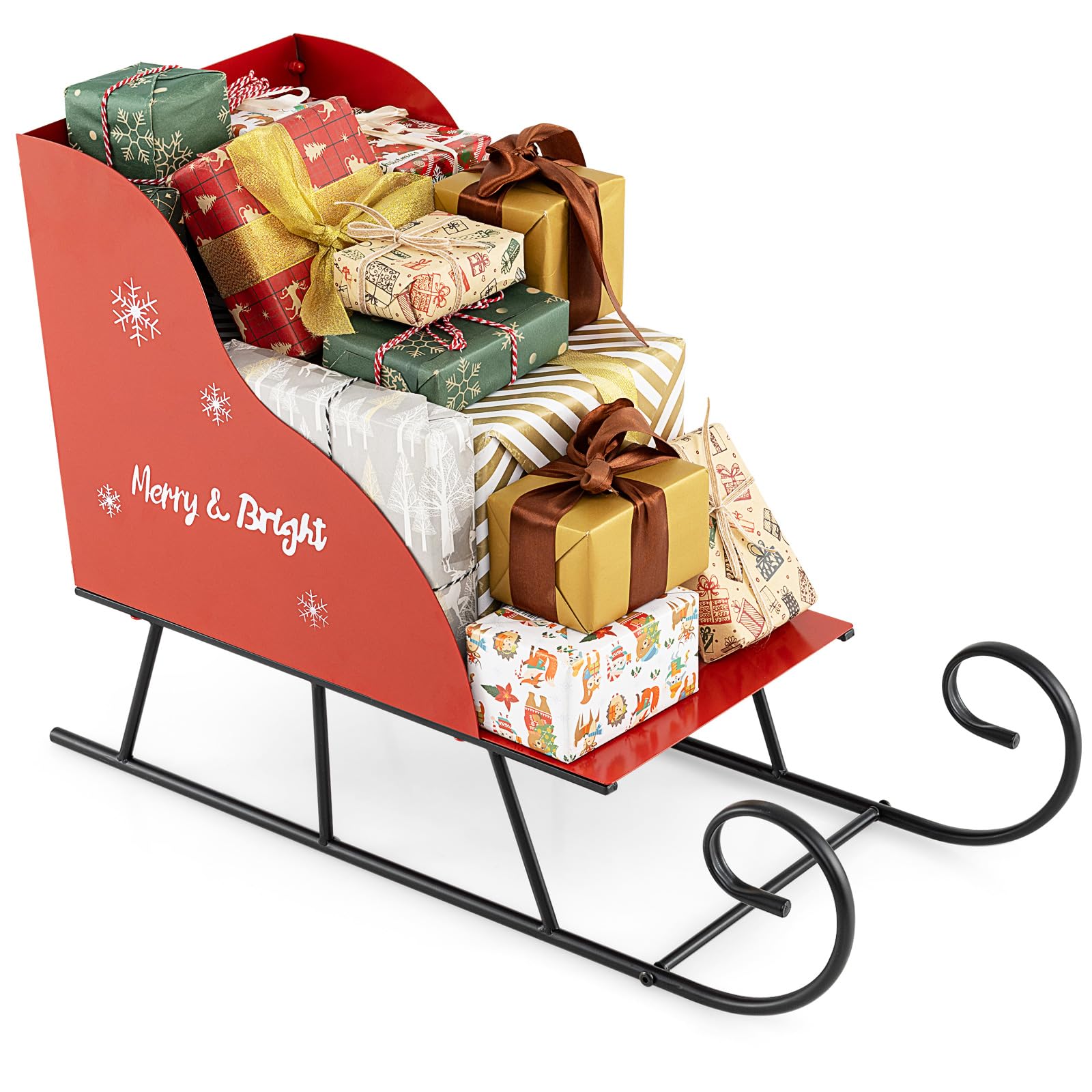 Tangkula Metal Christmas Santa Sleigh Basket