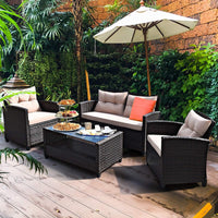 Tangkula Patio Furniture Set Rattan Wicker Chair Set