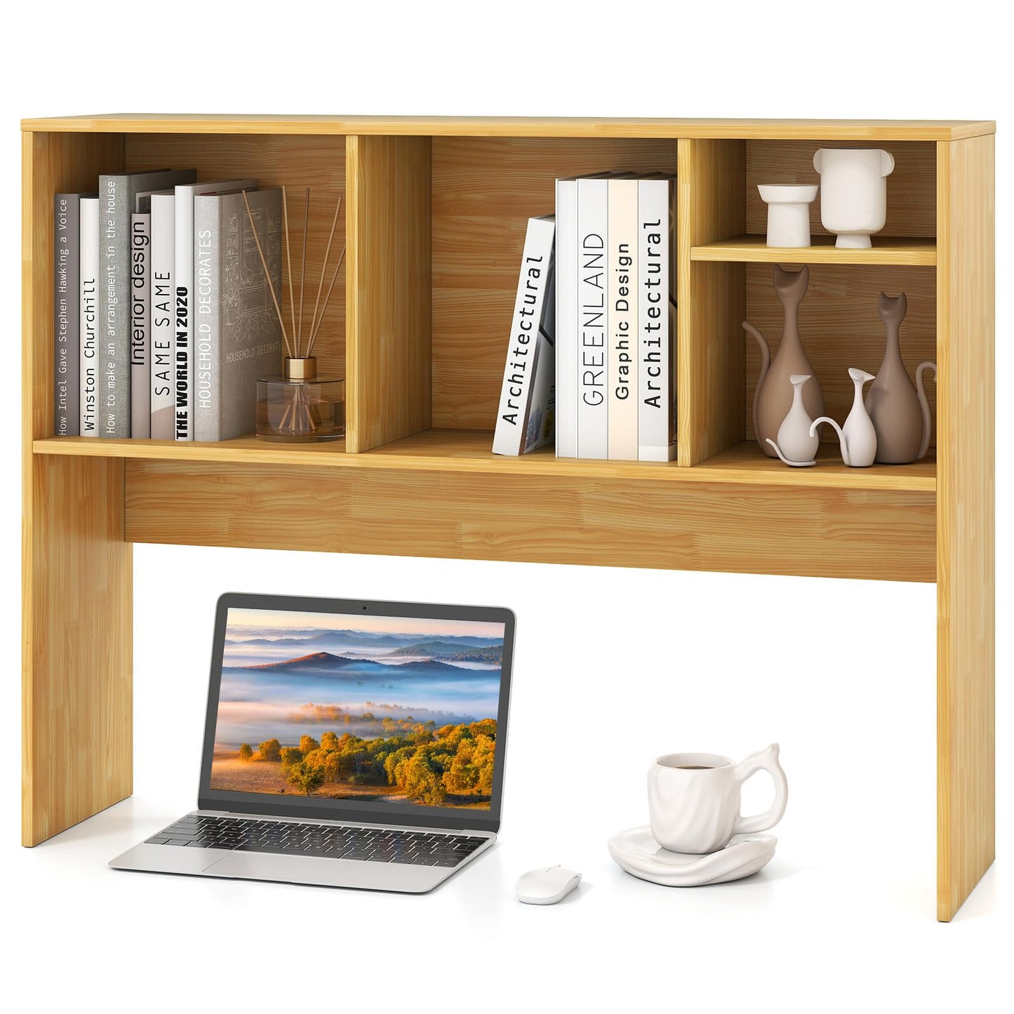 Tangkula Desktop Bookshelf, Countertop Storage Hutch with 4 Shelves for Computer Desk
