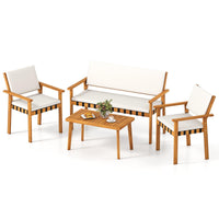 Ensemble de meubles de patio en bois Tangkula 4 pièces pour le jardin