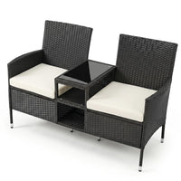 Tangkula Patio Loveseat with Table