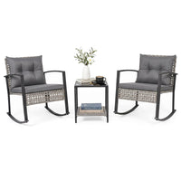 Tangkula 3-Piece Outdoor Rocking Chair Set for Garden