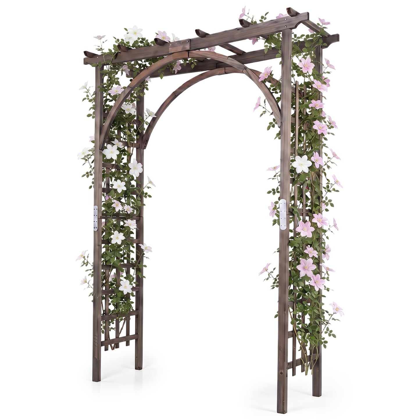 Tangkula 85" Wood Garden Arch Trellis for Backyard Lawn Patio Garden Entrance