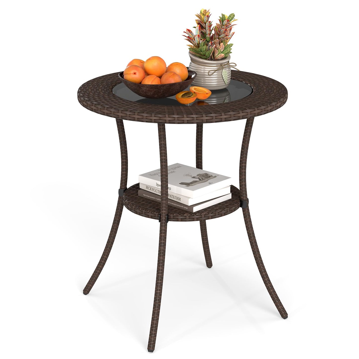 Tangkula 25 inch Patio Wicker Coffee Table