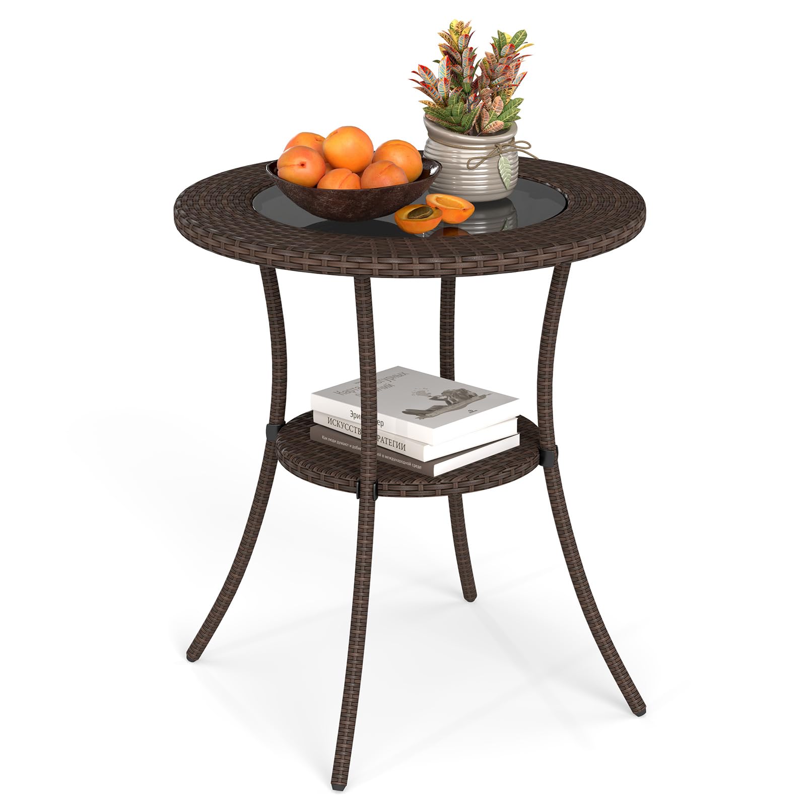 Tangkula 25 inch Patio Wicker Coffee Table