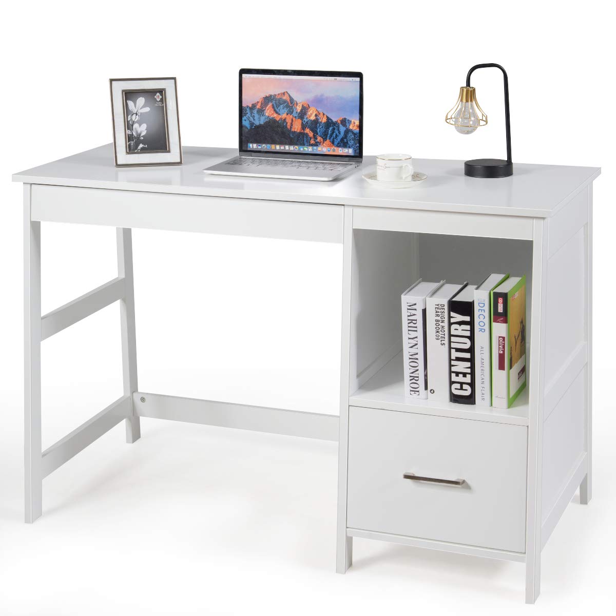 47.5" Computer Desk with 2 Storage Drawers, Small Computer Table Study Writing Desk