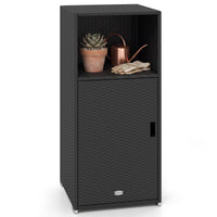 Tangkula Rattan Outdoor Storage Cabinet with 3 Storage Shelves