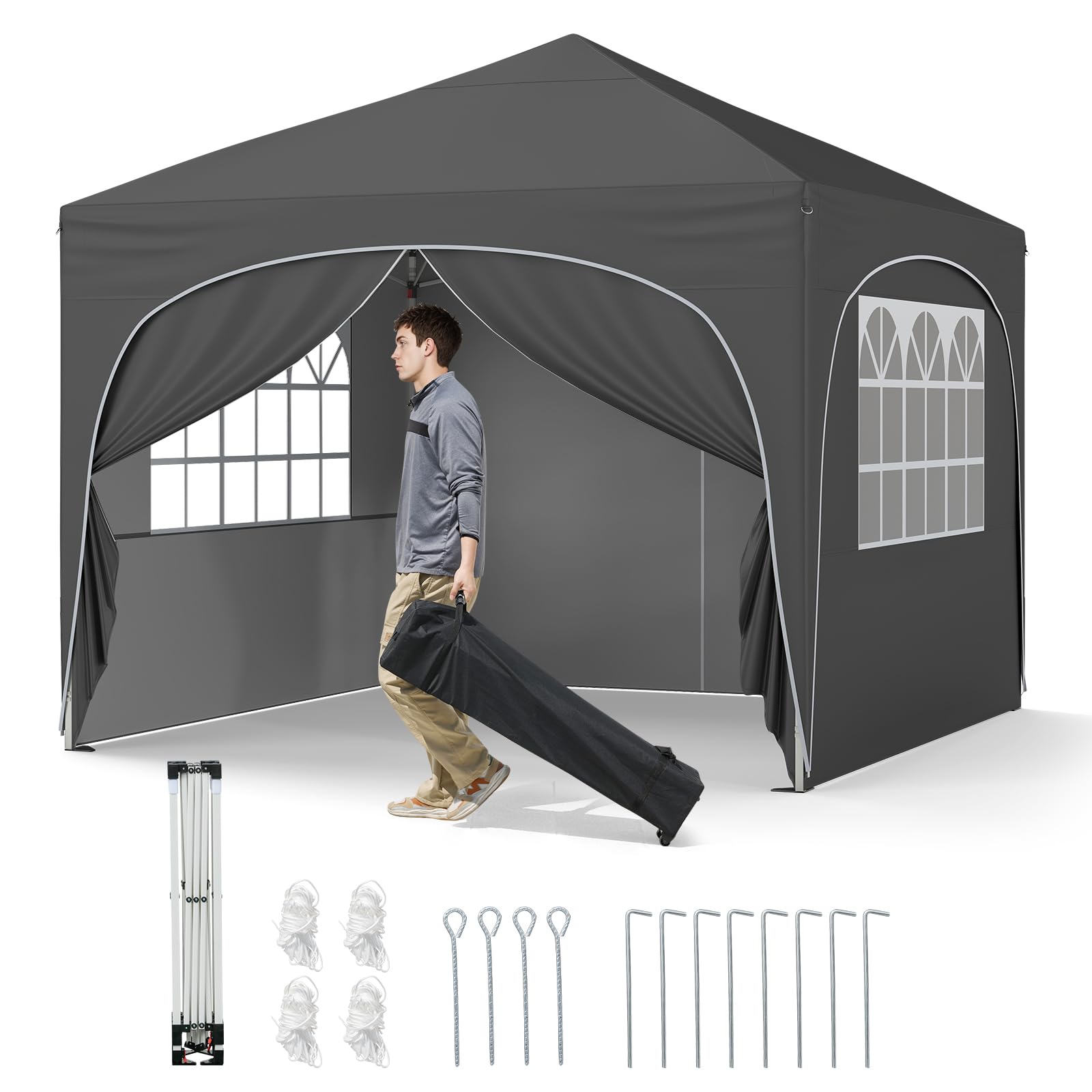Tangkula 10x10Ft Pop up Canopy with 4 Sidewalls
