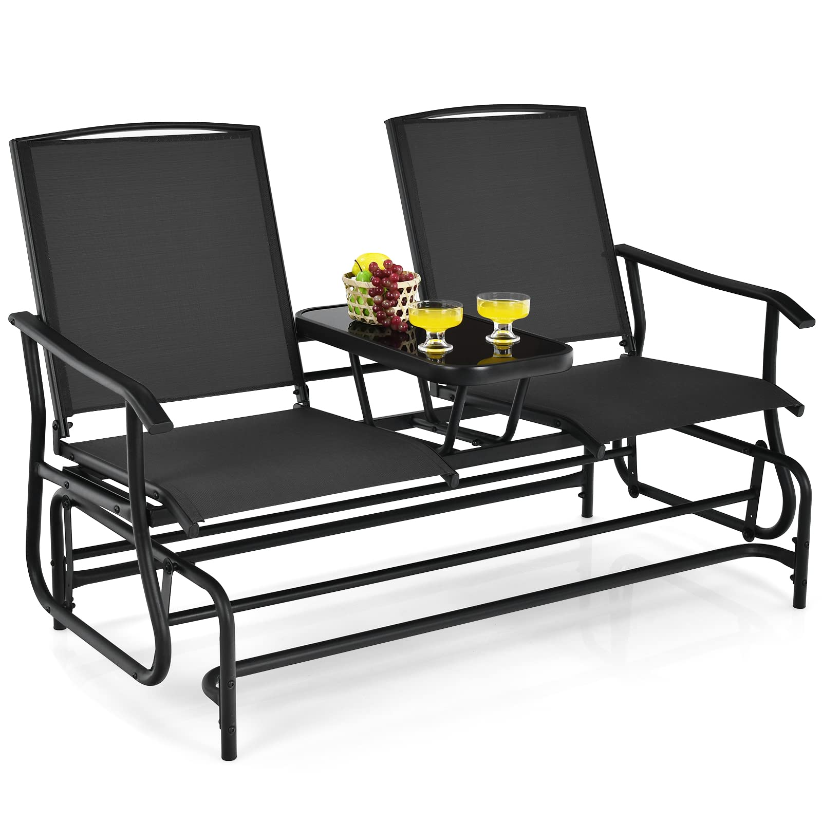 Tangkula 2 Person Swing Glider Chair, Patio Rocking Loveseat