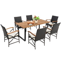 Tangkula Ensemble de salle à manger en rotin pour terrasse, 5/7 pièces, chaises en osier d'extérieur et table à manger