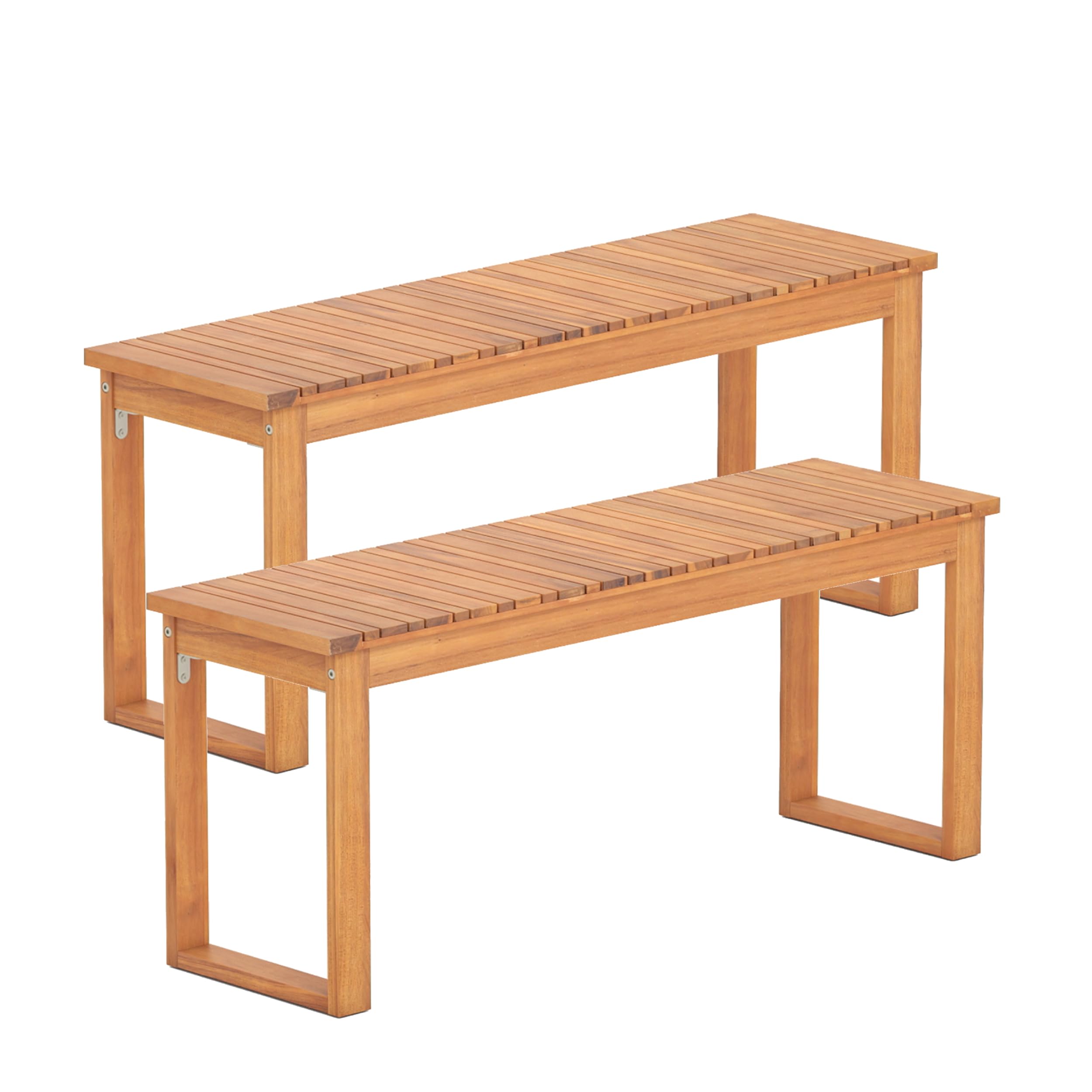 Tangkula 43.5" 2-Person Acacia Wood Outdoor Bench (1/2)