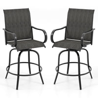 Tangkula Outdoor Swivel Bar Stools, Bar Height Tall Patio Chairs with Armrests & High Back
