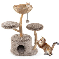 Arbre à chat Tangkula en bois massif pour chatons d'intérieur