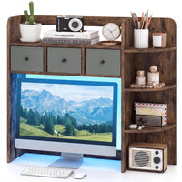 Tangkula Desktop Bookshelf with LED Lights Dorm Desk Hutch