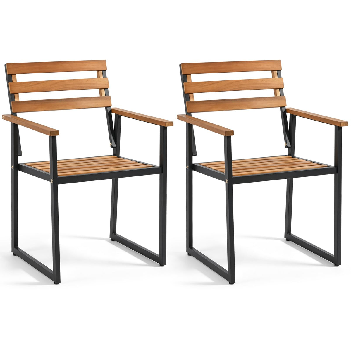 Tangkula Acacia Wood Outdoor Dining Chairs Set