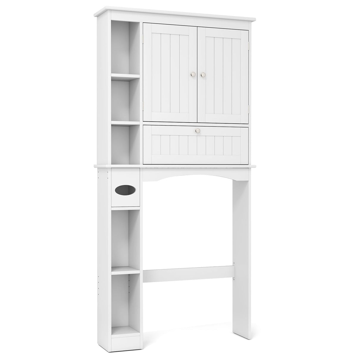 Tangkula Over the Toilet Storage Cabinet with Toilet Paper Holder(White)
