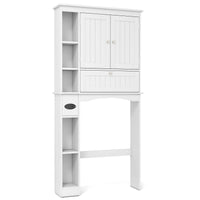 Tangkula Over the Toilet Storage Cabinet with Toilet Paper Holder(White)