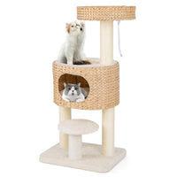Tangkula Modern Cat Tree, 41 Inch Multi-Level Cat Tower with Cattail Fluff Condo & Top Perch