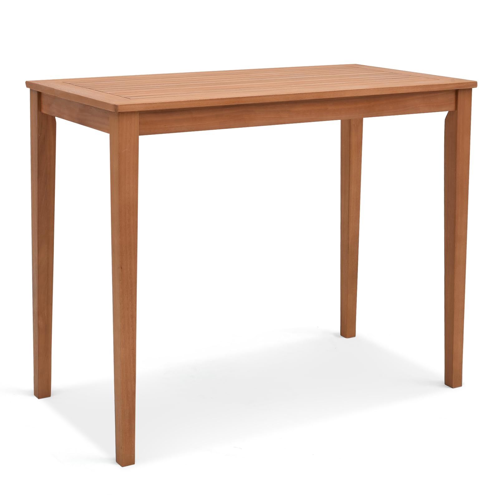 Tangkula Outdoor Eucalyptus Wood Bar Table